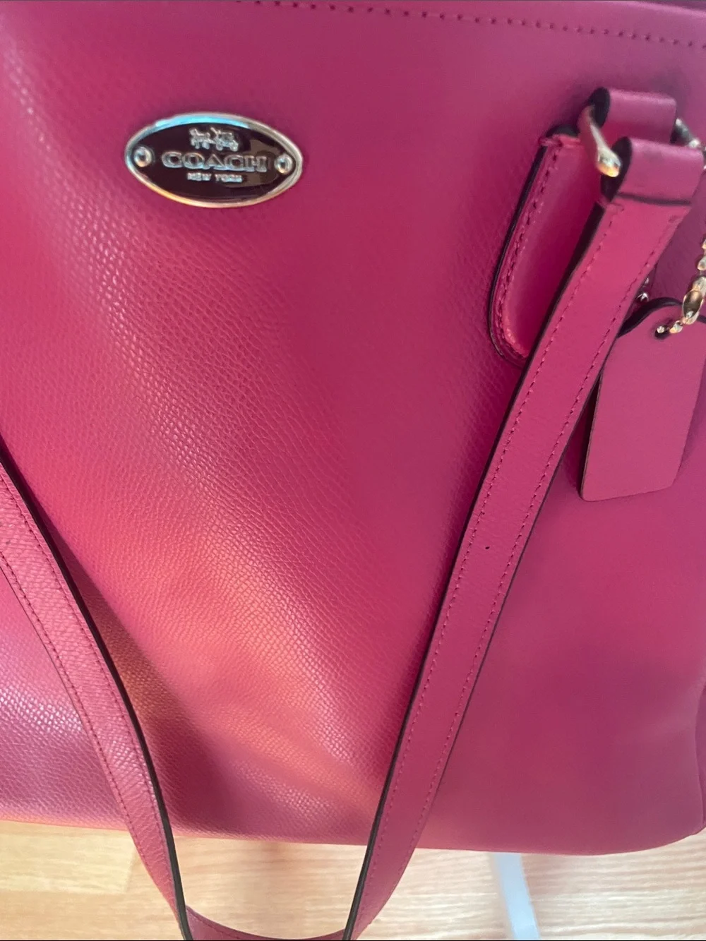 COACH Women's Pink diaper Bag with Detachable Strap, great as an office bag!